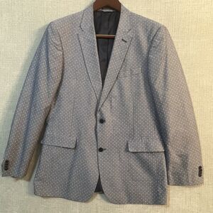 Tommy Hilfiger Linen Sport Coat Mens L42 Blazer Microdot Pattern 2 Button